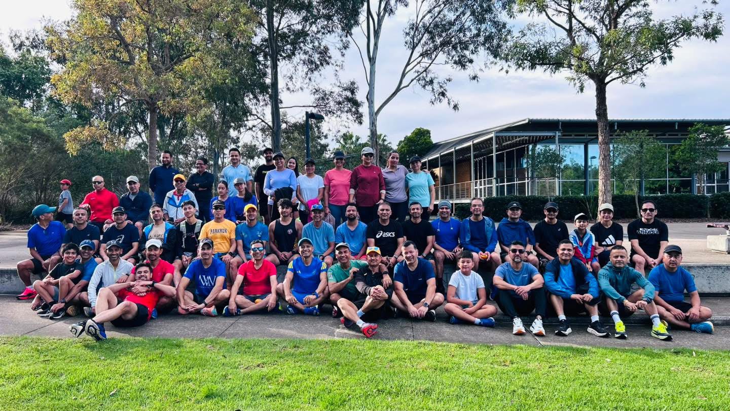 The Nepal Run Australia community — runners, families and kids in the park